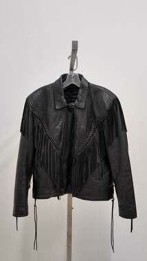 Vintage UNIK Leather Fringe Biker Jacket - Men’s Size Medium - Harley Davidson P